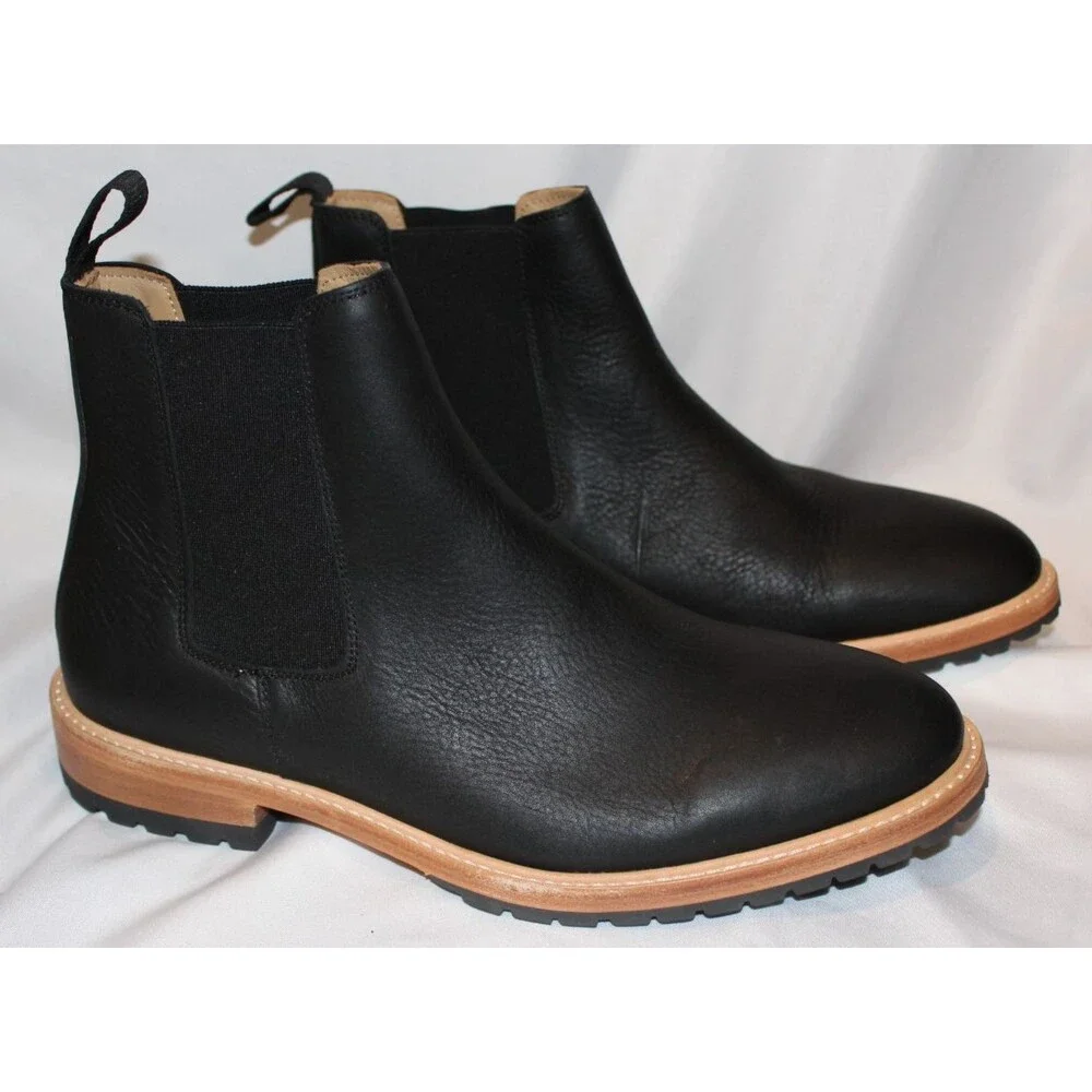 Nisolo Men's BLACK Marco Everyday Chelsea Leather Boots $268‎ NEW